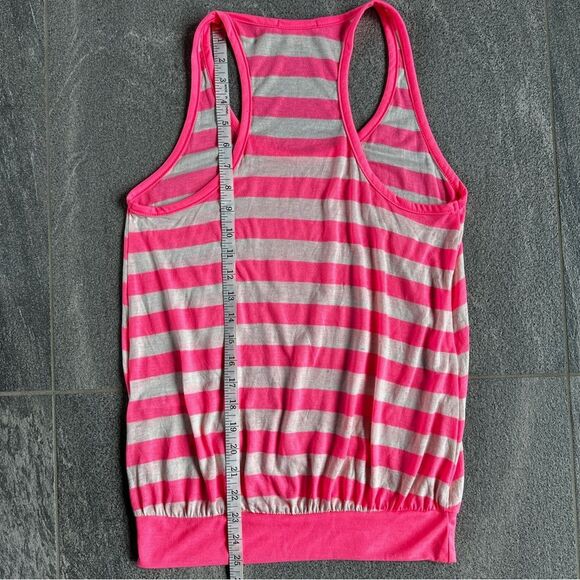 NWT Forever 21 Striped Racerback Scoop neck Tank Top in Burnout Pink Cream Small - Picture 10 of 11